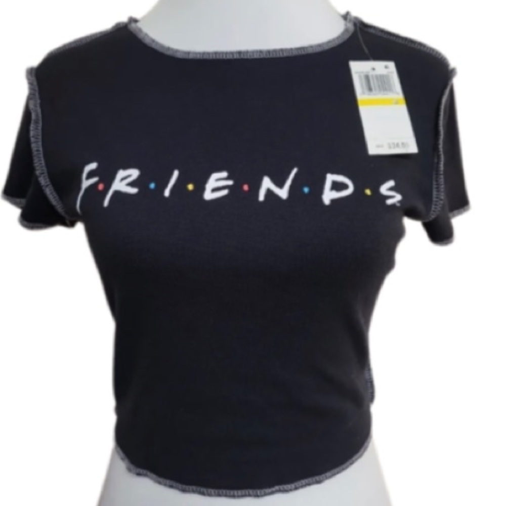 New! Love Tribe Friends TV Show Top Size XS Black With White Stitching